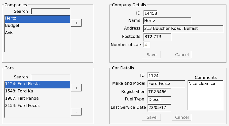 Screenshot demonstration of Hire Car Maintenance Inc